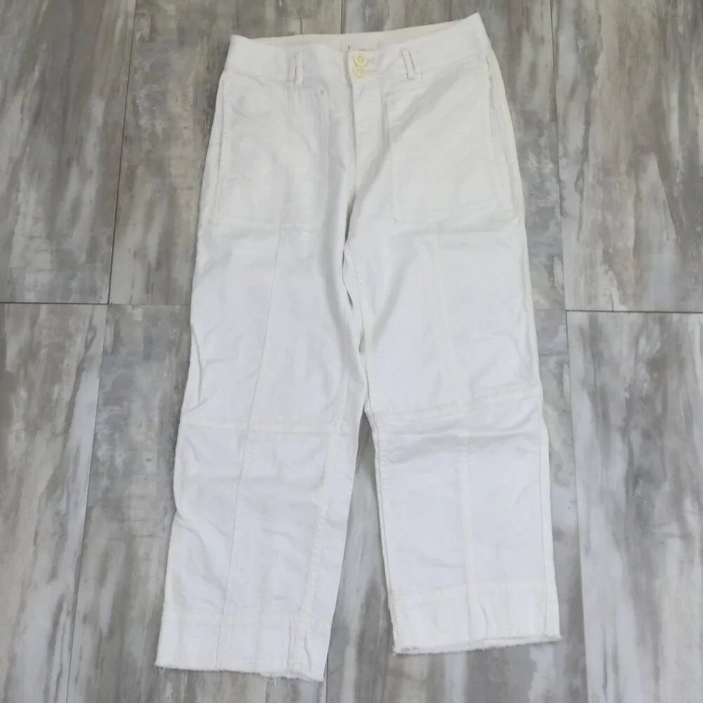 by Anthropologie Relaxed Utility White Pant 27 - Picture 3 of 9